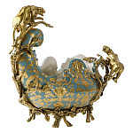 Чаша голубого цвета с оранментом и и бронзовыми фигурами леопардов Eden Garden варинант исполнения - 2 | Loft Concept в Волгограде