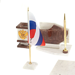 Настольный письменный набор из мрамора и лемезита с гербом и флагом России Marble Accessory варинант исполнения - 3 | Loft Concept в Волгограде