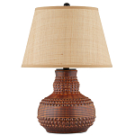 Настольная лампа темно-коричневая с тканевым абажуром в форме конуса Сhieftain варинант исполнения - 3 | Loft Concept в Волгограде