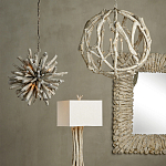 Настольная лампа с каркасом в виде веток деревьев с абажуром из ткани Natural Driftwood варинант исполнения - 4 | Loft Concept в Волгограде