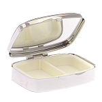 Таблетница карманная прямоугольная на 2 отделения с зеркалом и накладкой из натурального камня Лазурит Silver Stone Pillboxes варинант исполнения - 3 | Loft Concept в Волгограде