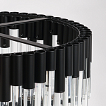 Люстра круглая из матового черного металла с подвесками из прозрачных стеклянных трубок Noir Tubes варинант исполнения - 9 | Loft Concept в Волгограде