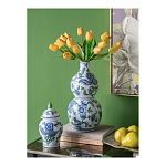 Ваза фигурная с сине-зелеными узорами распустившихся цветов Blossoming Spring варинант исполнения - 4 | Loft Concept в Волгограде