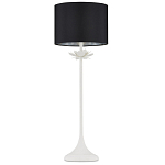 Настольная лампа с декором в виде белого цветка магнолии на каркасе и черным абажуром White Magnolia варинант исполнения - 3 | Loft Concept в Волгограде