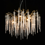 Люстра золотого цвета с декоративными ветками и длинными прозрачными стеклянными подвесами в форме сосулек Droplet Chandelier варинант исполнения - 3 | Loft Concept в Волгограде