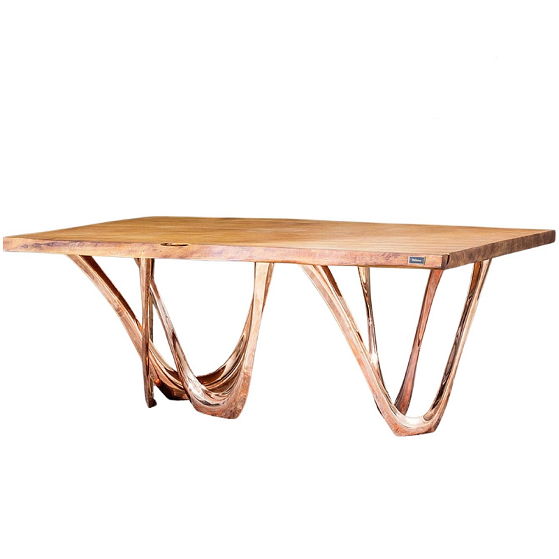 Обеденный стол прямоугольный с фигурными ножками G-table Золотой Обеденный стол прямоугольный с фигурными ножками G-table Золотой в Волгограде | Loft Concept