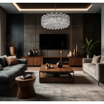 Круглая люстра с хрустальными подвесками на серебряном каркасе Gorgeous Crystal Light варинант исполнения - 12 | Loft Concept в Волгограде