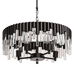 Люстра круглая из матового черного металла с подвесками из прозрачных стеклянных трубок Noir Tubes варинант исполнения - 1 | Loft Concept в Волгограде