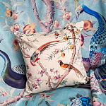 Подушка декоративная с изображением птиц в саду Beige Chinoiserie Birds in the Peach Orchard Cushion варинант исполнения - 3 | Loft Concept в Волгограде