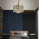 Люстра круглая с хрустальными подвесками на золотистом каркасе Roul Crystal Light варинант исполнения - 13 | Loft Concept в Волгограде