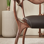 Стул деревянный с мягким сиденьем из коричневой натуральной кожи Moon Walnut Furniture варинант исполнения - 3 | Loft Concept в Волгограде