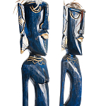 Комплект из 2-х деревянных статуэток Asmat Tall Statuettes Blue Green варинант исполнения - 3 | Loft Concept в Волгограде