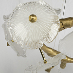 Люстра подвесная круглая с ветвистыми бронзовыми элементами и стеклянными рифлеными дисками Textured Glass Chandelier варинант исполнения - 4 | Loft Concept в Волгограде