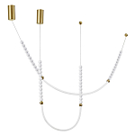 Подвесной светильник с 3-мя изогнутыми плафонами и белыми декоративными шариками PEARLS Suspension варинант исполнения - 2 | Loft Concept в Волгограде