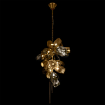 Люстра подвесная вытянутой формы с плафонами из стекла и металла с тремя вертикальными подвесками Gilded Mirage  варинант исполнения - 7 | Loft Concept в Волгограде