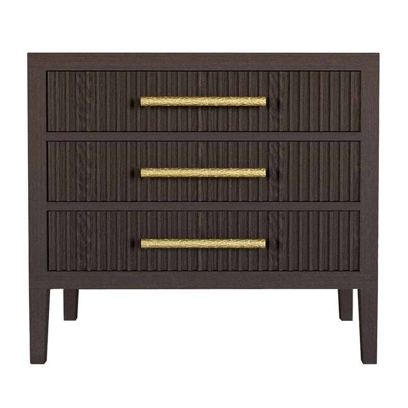 Тумба Primo  с тремя ящиками шпон темный орех Темный дуб Золотой в Волгограде | Loft Concept 