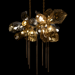 Люстра подвесная с 18-ю стеклянными плафонами с вертикальными подвесками Gilded Mirage  варинант исполнения - 8 | Loft Concept в Волгограде