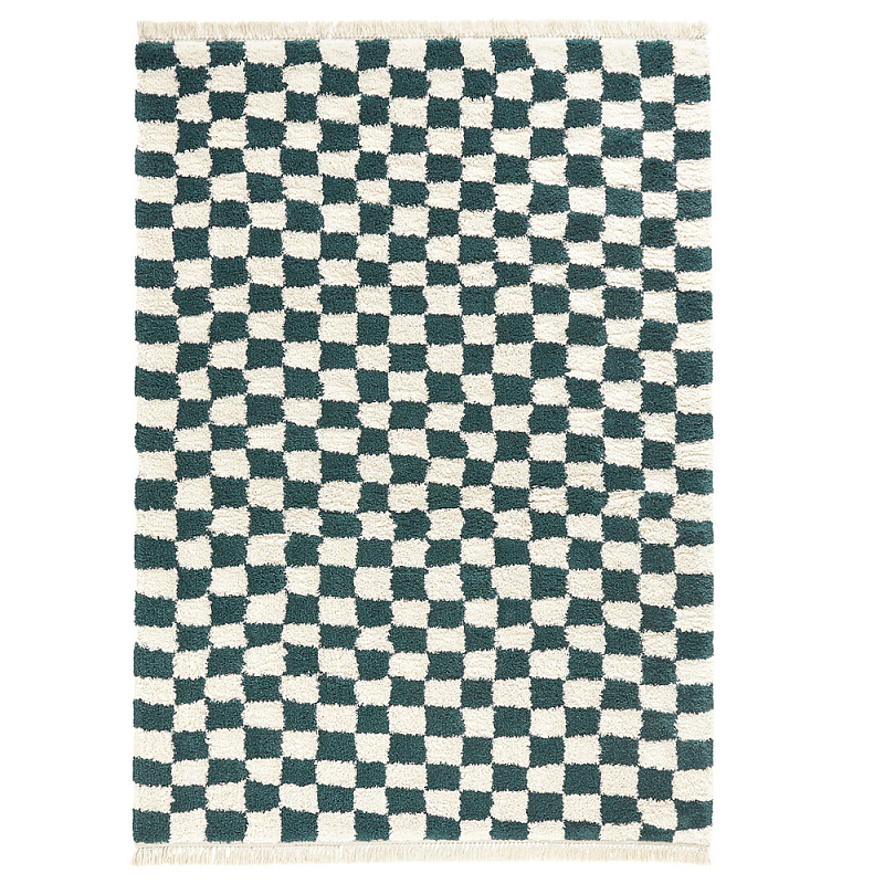 Ковер с шахматным принтом Chess Layout с эффектом шерсти Коньяк Зеленый Черный Ковер с шахматным принтом Chess Layout с эффектом шерсти Коньяк Зеленый Черный в Волгограде | Loft Concept