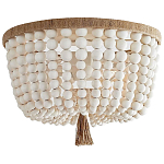 Круглый потолочный светильник украшенный круглыми белыми бусинами Wooden Beads Ceiling lamp варинант исполнения - 1 | Loft Concept в Волгограде
