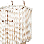 Двухъярусная люстра с подвесками из круглых деревянных бусин белая White Beads Two-tier Chandelier варинант исполнения - 3 | Loft Concept в Волгограде