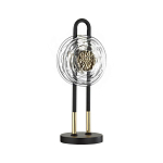 Настольная лампа черного цвета с круглым прозрачным стеклянным плафоном Virelia  варинант исполнения - 1 | Loft Concept в Волгограде