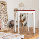 Банкетка одноместная из массива бука бежевая с растительным орнаментом Raffael Beige Floral Banquette варинант исполнения - 6 | Loft Concept в Волгограде