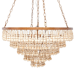 Круглая многоярусная люстра с круглыми деревянными подвесками Wooden Beads Chandelier Cream варинант исполнения - 3 | Loft Concept в Волгограде
