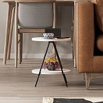 Стол приставной с 2-мя круглыми белыми столешницами ESSEL SIDE TABLE WHITE варинант исполнения - 10 | Loft Concept в Волгограде