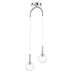 Подвесной светильник с 2-мя рельефными прозрачными плафонами из стекла и основанием цвета Хром Perforated Glass Bubbles варинант исполнения - 2 | Loft Concept в Волгограде