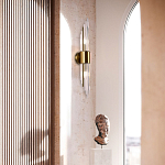 Бра с декором в виде хрустальных трубочек Nembus Brass Round Glass Wall Lamp варинант исполнения - 2 | Loft Concept в Волгограде