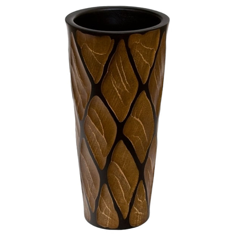 Ваза деревянная Vase of Thailand Коричневый Черный в Волгограде | Loft Concept 