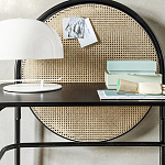 Письменный стол с круглой плетёной панелью для крепления заметок Allegory варинант исполнения - 3 | Loft Concept в Волгограде