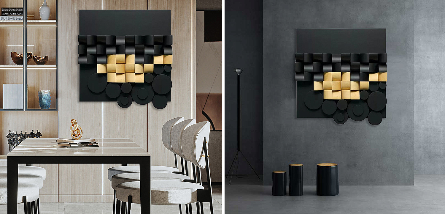 Арт-объект на стену из дерева черно-золотой Black and Gold Art Object - Loft-Concept в Волгограде