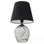 Настольная лампа с черным тканевым абажуром и фактурным прозрачным основанием Black Cone варинант исполнения - 2 | Loft Concept в Волгограде