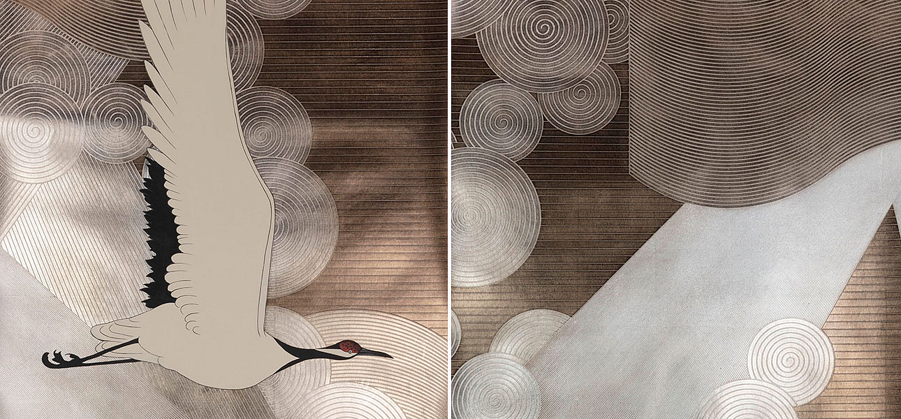 Обои ручная роспись Namban Special Colourway SC-238 on silver gilded paper with antiquing - Loft-Concept в Волгограде