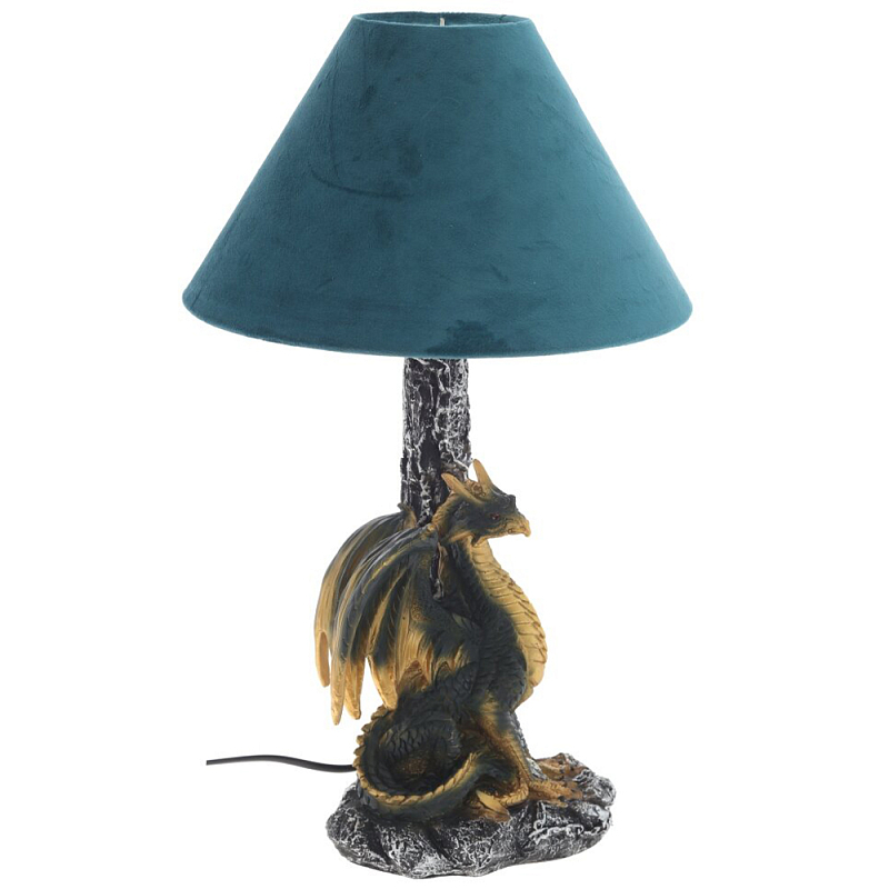 Настольная лампа Дракон Dragon Black Gold Table Lamp Синий Абажур Синий Золотой Черный Мульти Настольная лампа Дракон Dragon Black Gold Table Lamp Синий Абажур Синий Золотой Черный Мульти в Волгограде | Loft Concept