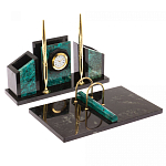 Настольный письменный набор из змеевика с часами Successful Leader варинант исполнения - 2 | Loft Concept в Волгограде