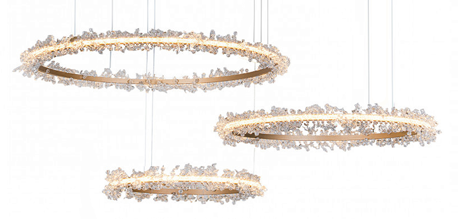 Люстра Crystal round chandelier Люстра 3 кольца Матовое Золото Люстра Crystal round chandelier Люстра 3 кольца Матовое Золото - Loft-Concept в Волгограде