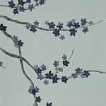 Обои ручная роспись Cherry Tree Original colourway on Adam Grey dyed silk варинант исполнения - 1 | Loft Concept в Волгограде