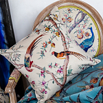 Подушка декоративная с изображением птиц в саду Beige Chinoiserie Birds in the Peach Orchard Cushion варинант исполнения - 2 | Loft Concept в Волгограде