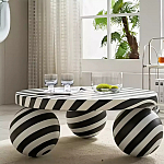 Дизайнерский журнальный стол круглый в чёрно-белую полоску Mypel варинант исполнения - 2 | Loft Concept в Волгограде