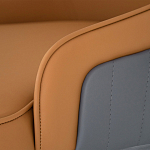 Стул оранжевый с высокой спинкой из искуственной кожи на серых металлических ножках Enigma Orange варинант исполнения - 4 | Loft Concept в Волгограде