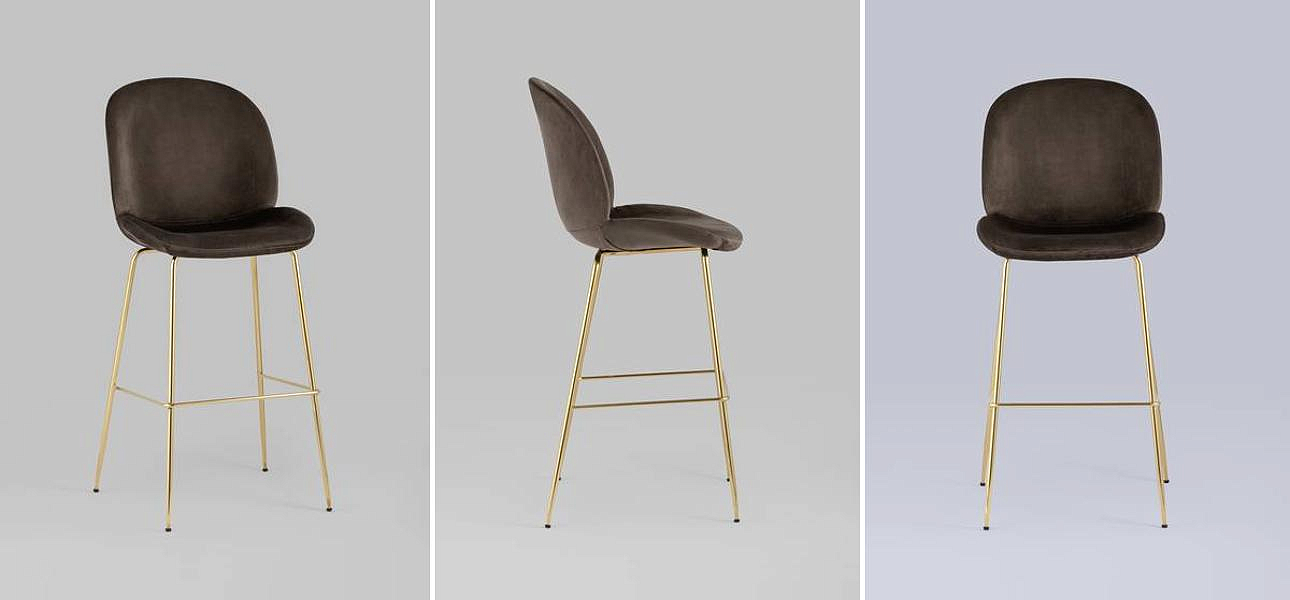 Барный Стул Коричневый Велюр Vendramin Chair Барный Стул Коричневый Велюр Vendramin Chair - Loft-Concept в Волгограде