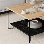 Стол журнальный с квадратной столешницей и полкой MARBO LOTUS варинант исполнения - 2 | Loft Concept в Волгограде