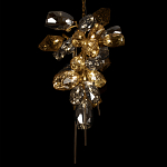 Люстра подвесная вытянутой формы с плафонами из стекла и металла с двумя вертикальными подвесками Gilded Mirage  варинант исполнения - 8 | Loft Concept в Волгограде