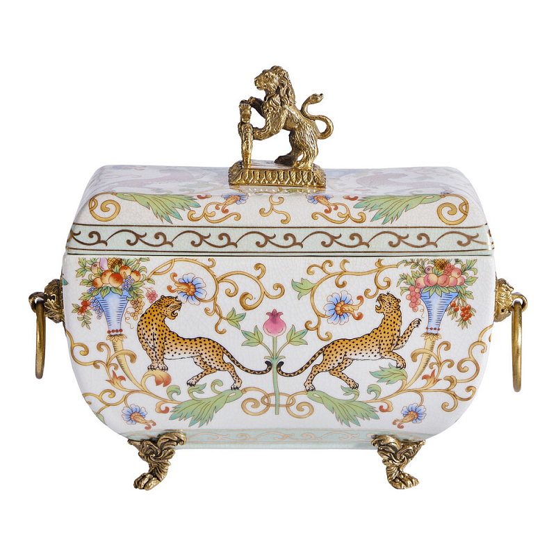 Шкатулка с фигуркой льва на крышке Eden Garden Бронза Мульти в Волгограде | Loft Concept 