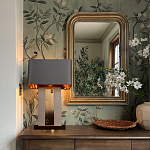 Настольная лампа с основанием из натурального камня c серым прямоугольным абажуром Lapis Tiburtinus варинант исполнения - 5 | Loft Concept в Волгограде