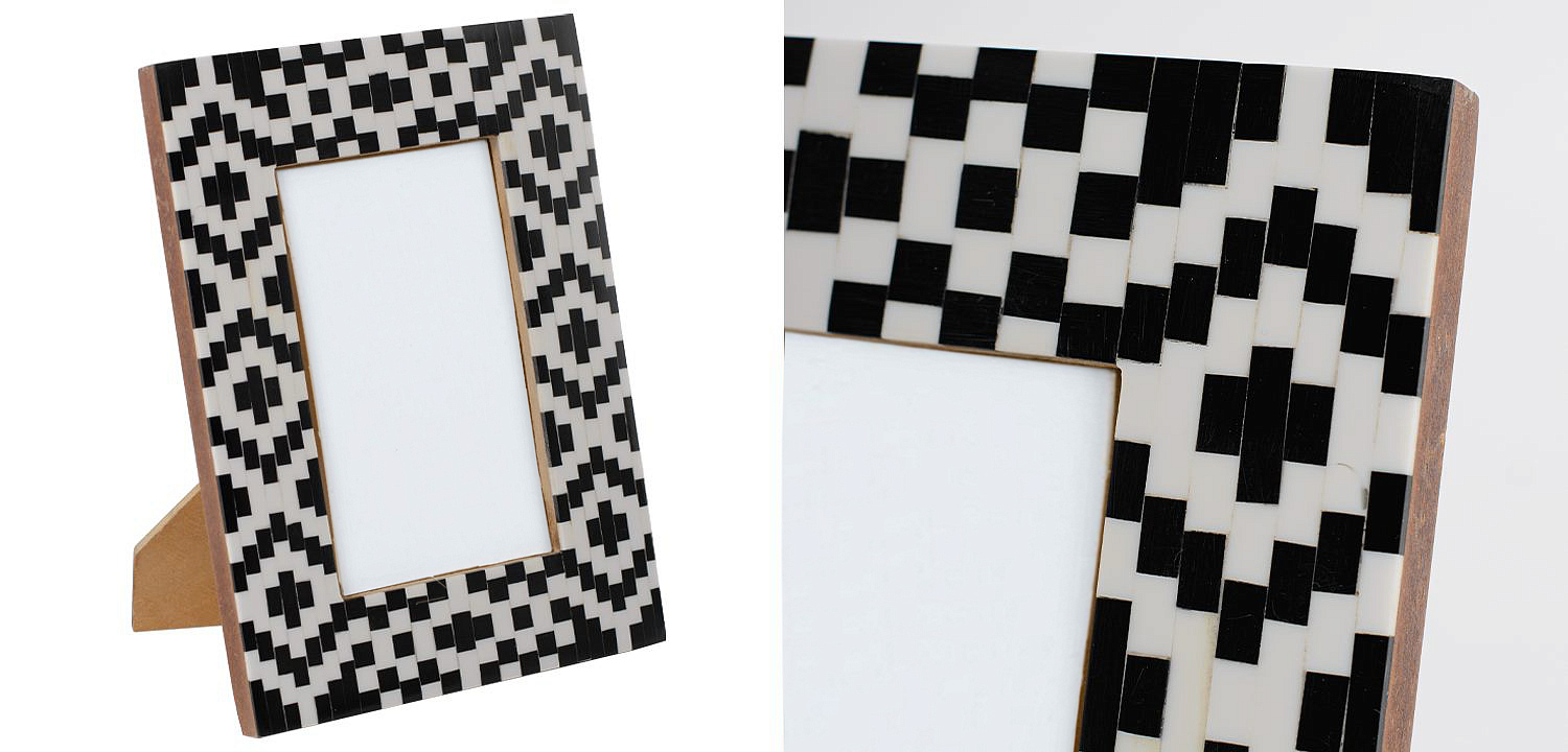 Фоторамка кость Black&white Indian Bone Inlay photo frame Фоторамка кость Black&white Indian Bone Inlay photo frame - Loft-Concept в Волгограде