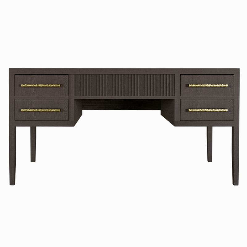 Большой Рабочий стол Primo с 5 выдвижными ящиками Темный орех Орех в Волгограде | Loft Concept 