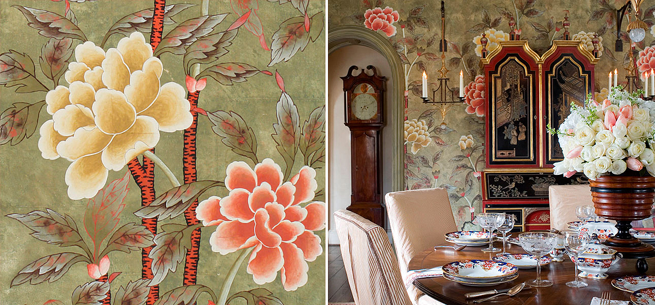 Обои ручная роспись Korean Peony Colourway SC-50 on Edo Cannella India tea paper Обои ручная роспись Korean Peony Colourway SC-50 on Edo Cannella India tea paper - Loft-Concept в Волгограде